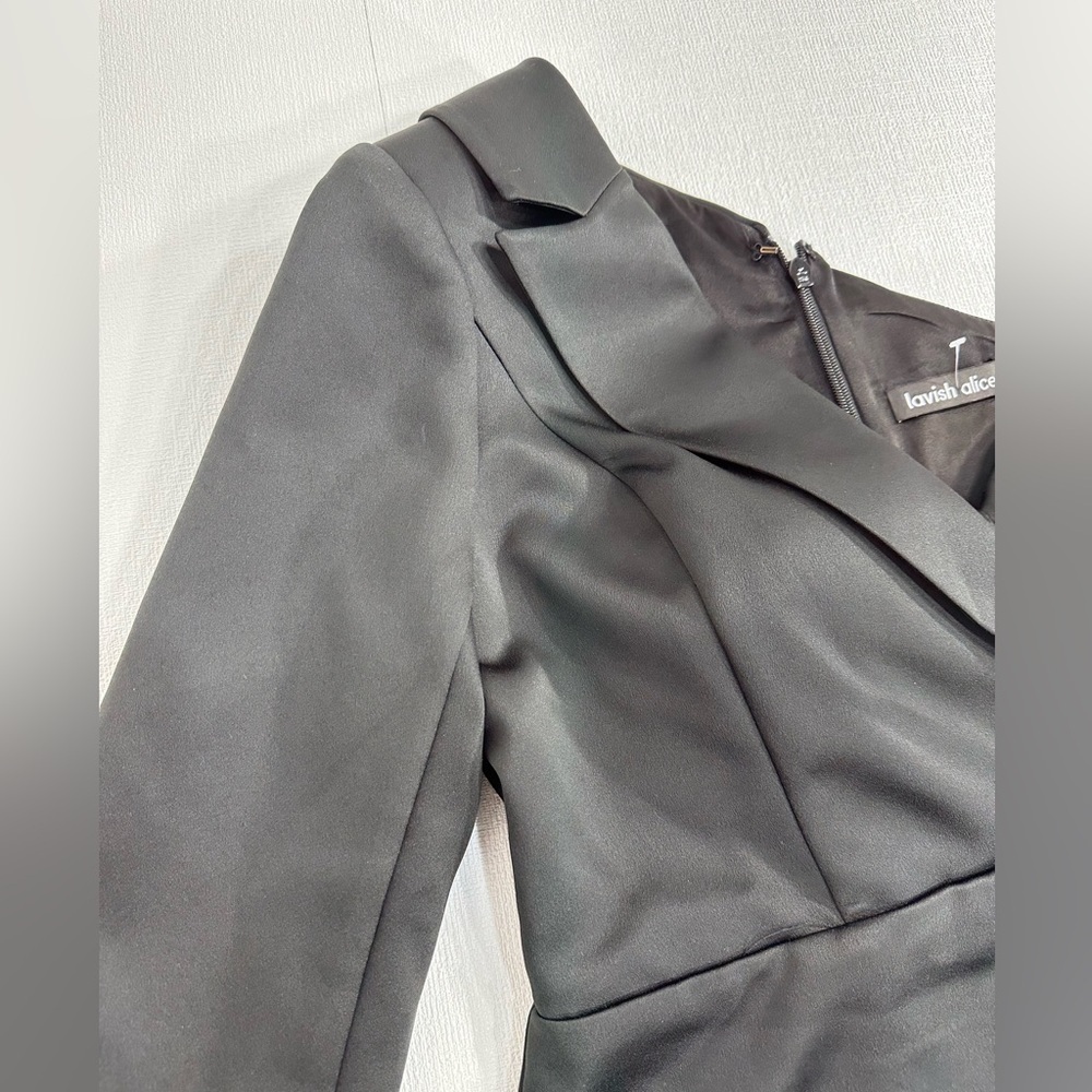 Lavish Alice Bonded One Shoulder Blazer Black Mini Dress Size 14 — image 3 of 8